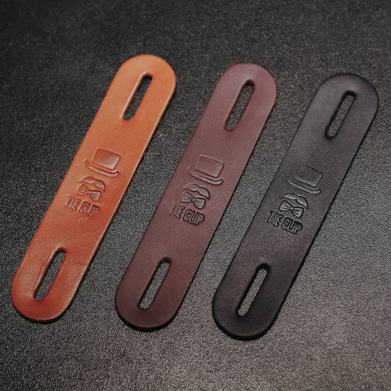 Kit Tie Clip 100% Couro